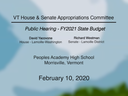 Community-Based Public Hearings on the Governor’s Recommended FY 2021 State Budget